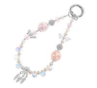 TOBBOMEY Beaded Butterfly Phone Charm Strap with Crystal Pendant Elegant Wrist Lanyard for Womens Phones Bags Cameras Detachable Mobile Chain for Stylish Decoration and Easy Attachment