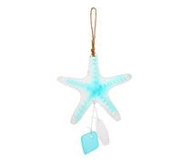 TOBBOMEY Blue Glass Sea Star Wind Chime Pendant Ocean Chime with Clear Sweet Sound for Indoor Outdoor Hanging Home Decoration
