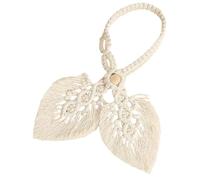 TOBBOMEY Bohemia Leaf Shaped Curtain Tiebacks Adjustable Cotton Rope Holdbacks Decorative Curtain Clips for Living Bedroom Office Drapery Holders