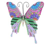 TOBBOMEY Butterfly Wall Art Decoration Purple Iron Craft Indoor Outdoor Wall Ornament Realistic Butterfly Hanging Decor for Garden Patio Bedroom Living Table Display Idea