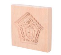 TOBBOMEY Carved Wooden Cookie Mold Beech Wood Christmas Biscuit Stamp Baking Tool for Beginners DIY Holiday House Cookie Gift