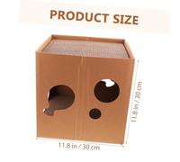 TOBBOMEY Cat Cardboard House with Double-sided Corrugated Scratcher Semi-enclosed Square Cat for Indoor Climbing and Resting Scratch Board Pet Playhouse