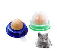 TOBBOMEY Cat Licking Candy Catnip Balls 2pcs Natural Mint Chew Toys for Cats and Kittens Vitamin Lollipop Pill for Pet Play