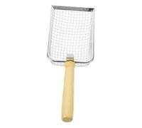 TOBBOMEY Cat Litter Scoop Rock Sifter for Reptiles Cats Fine Mesh Waste Cleaner with Wood Handle for Turtles Lizards Hamsters More