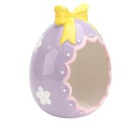 TOBBOMEY Ceramic Easter Eggshell Ornament Purple 14x13x18cm Home Decoration Hamster Nest Figurine Tabletop Adornment