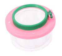 TOBBOMEY Children's Insect Observation Box and Professional Plastic Magnifier Jar Three-section Design, Outdoor Bug Viewer Pink Base and Green Lid, Educational Science Toy for Kids