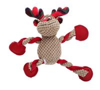 TOBBOMEY Christmas Santa and Reindeer Squeaky Dog Toy Sturdy Plush Chew Toy for Puppies and Dogs Holiday Play