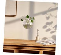 TOBBOMEY Clear Hanging Glass Planter Globe for Hydroponic and Aquatic Plants Transparent Wall-mounted Flower Vase with Space-saving Design Suitable for Lucky Bamboo Air Plants and Small