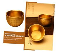 TOBBOMEY Copper Treasure Basin Decor Vintage Wealth Bowl Feng Shui Desktop Ornament for Home Office Sturdy Small Decorative Bowl for Housewarming Thanksgiving Christmas