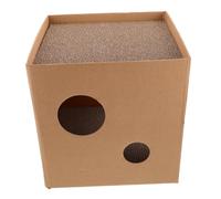TOBBOMEY Corrugated Cardboard Cat Scratcher Nest Square Scratch Pad with Corrugated Paper Bed for Indoor Cats Safe Multifunctional Resting House
