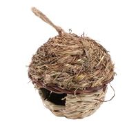 TOBBOMEY Creative Handwoven Straw Bird Nest Outdoor Shelter for Birds for Garden Cozy Protective Haven Against Weather and Predators Khaki Decorative Handicraft