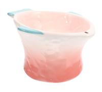 TOBBOMEY Creative Pink Fish-shaped Elevated Cat Food Bowl Shallow Shaped Kitten Food Dish Household Pet Feeder for Cats and Kittens