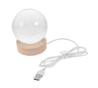 TOBBOMEY Crystal Ball Night Light with Wooden Base LED Decorative Table Lamp for Bedroom USB Powered Warm Glow Bedside Mood Lighting Unique Home Desktop Decoration
