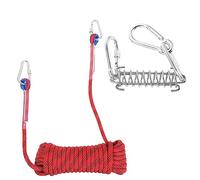 TOBBOMEY Dog Tie Out Cable Stainless Steel Spring 10m Heavy Duty Outdoor Dog Run Rope for Camping and Yard Use Red Cotton Blend Line