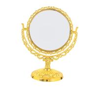 TOBBOMEY Double-sided Rotating Vanity Table Mirror with Angle Elegant European Vintage Design Glass and Abs Construction for Bedroom and Living Use