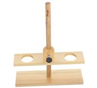 TOBBOMEY Double Wooden Laboratory Funnel Stand Chemical Experiment Equipment Support for Teaching and Scientific Supplies Random Color