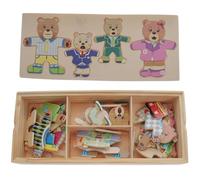TOBBOMEY Educational Wooden Animal Puzzle for Creative Bear Dress-up Jigsaw Bright Colors Hand-eye Coordination Development Sturdy Handmade Montessori Learning Game for Boys