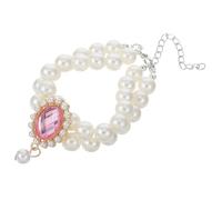 TOBBOMEY Elegant Pet Necklace Double Layer Pearl for Girls Dog Cat Accessory Adjustable Pink