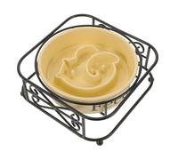 TOBBOMEY Elevated Slow Feeder Dog Bowl with Maze Design Heavy Duty Raised Ceramic Pet Food Dish for Small and Medium Dogs and Cats Spillproof Non-tip Slow Eating Cat Feeder Easy to Clean