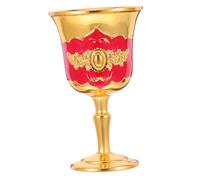 TOBBOMEY Embossed Zinc Alloy Goblet for Chinese Liquor Professional Tasting Vintage Wine Cup with Smooth Rim Stylish Drinkware for Household and Office Decoration