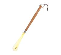 TOBBOMEY Ergonomic Long Handle Wooden Shoe Horn with Soft Rubber Head for Seniors Pregnant Women and Portable Shoe Helper Tool with Hanging for Easy Storage