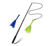 TOBBOMEY Extendable Interactive Dog Teaser Pole with Elastic Cord and Replacement Heads Lightweight Training Stick for Puppy Mental Exercise and Outdoor Play