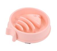 TOBBOMEY Fish Bone Shape Slow Feeder Dog Cat Bowl, Anti Choke Pet Food Dish, Pink Plastic Slow Feed Bowl for Puppies and Cats Suitable for Safe Mealtime