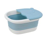 TOBBOMEY Foldable Foot Soak Bucket with Massage Function Portable Blue PP Foot Washing Basin for Boys and Space-saving Collapsible Design Safe Material for Home and Bathroom Use