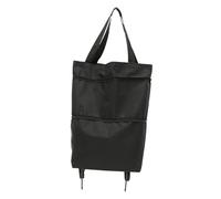 TOBBOMEY Foldable Shopping Bag Trolley with Wheels Large Capacity Adjustable Handle Multifunctional Storage for Groceries Laundry Fruits and Vegetables Reusable Tote