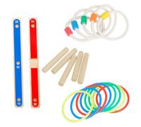 TOBBOMEY Fun Ring Toss with Plastic Rings and Hemp Rope for Outdoor Garden Games for Family Bbq Beach Camping and Indoor Play Easy Assembly Skill Development Team Spirit Building