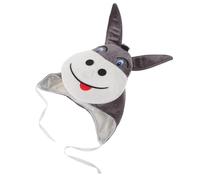 TOBBOMEY Funny Plush Donkey Headwear Cap for Adults, Warm Winter Beanie with Straps, Soft Donkey Costume Hat for Festival Parties and Cosplay Events