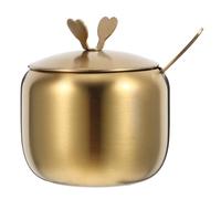 TOBBOMEY Gold Stainless Steel Seasoning Container with Airtight Lid and Spoon Compact Spice Jar for Salt Sugar Storage Moisture-resistant Kitchen Canister Gift for Home Chefs