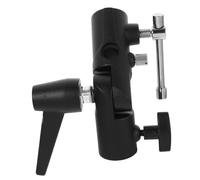 TOBBOMEY H-Type Metal Flash Stand Adapter with Umbrella Swivel Holder and Dual Mount for Off-Camera Tripod Photography Bracket Compatible with Softbox and Light Stand