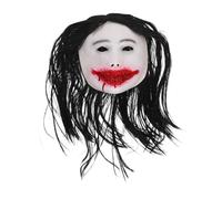 TOBBOMEY Halloween Horror Woman Mask with Long Hair Scary Ghost Design for Adults and Teens Realistic Full Head Latex Cosplay Accessory for Haunted House and Masquerade Party