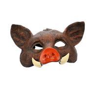 TOBBOMEY Halloween Wild Boar Cosplay Mask Brown PU Material Animal Design for Party Festival Fancy Dress Masquerade Balls and Music Events