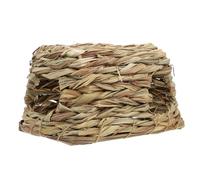 TOBBOMEY Hamster Straw Hideout Tunnel Natural Handmade Straw Woven Nest Small Trapezoid Shelter for Hamster Playing and Hiding