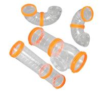 TOBBOMEY Hamster Tubes Cage Tunnel Diy Set Plastic External Pipe Accessories White and Orange for Small Pets Guinea Pig Rat Maze Toy