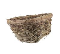 TOBBOMEY Hand-woven Grass Woven Small Pet House with Pastoral Style Natural Safe Materials Stable Adorable Hamster and Rabbit Nest for Garden and Indoor Use