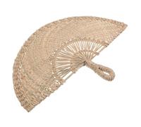 TOBBOMEY Handmade Asian Woven Fan Wall Art Rustic Summer Cooling Fan Boho Style Wall Hanging Decor Space-saving Stable Design for Indoor Wedding and Living