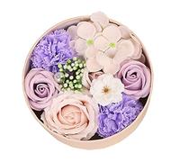 TOBBOMEY Handmade Soap Flower Small Round Box Soap Flower Arrangement Box Girlfriend Romantic Handmade Craft Home Decor