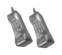 TOBBOMEY Inflatable Retro Cell Phone Prop Toy 2pcs Silver Large Blow up Mobile Phone Ornament Vintage Party Decorations for Kids Music and Graduation Theme