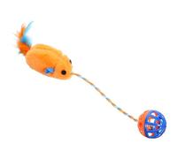 TOBBOMEY Interactive Plush Mouse Cat Teasing Ball Funny Teaser for Indoor Cats Portable Pet Supplies for Healthy Playtime and Exercise Orange