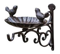 TOBBOMEY Iron Bird Feeder Wall-mounted Bird Bath Brown Cast Iron Decorative Garden Hanging Bowl Suitable for Summer Hanging Baskets