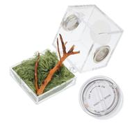 TOBBOMEY Jumping Spider Habitat Box with Mini Lamp and Humidifier, Acrylic Spider Cage for Small Insects and Reptiles Like Beetles and Snails