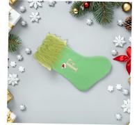 TOBBOMEY Large Knitted Green Christmas Stocking with Embroidered Letter Plush Holiday Treat Bag with Hanging Strap Cozy Xmas Decor for Family Party and Tree Hanging