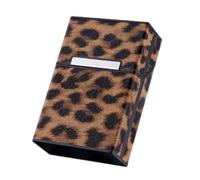 TOBBOMEY Leopard Print Cigarette Storage Holder for Men PU Material Magnetic Buckle Protective Case with Compression Resistance Portable Design Prevents Dampness and Squeezing