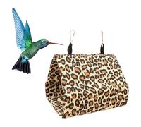 TOBBOMEY Leopard Print Parrot Hammock Nest Canvas Bird House Sleeping Bed Swing Small 17x11x15cm Indoor Cage Accessory for Budgies Cockatiels Lovebirds