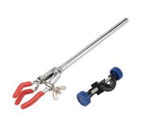TOBBOMEY Lightweight Flask Clamp with Prong Finger Lab Clamp and Aluminum Cross Stand Clip Versatile Beaker Holder for Laboratory Experiments Safe and Portable Kit