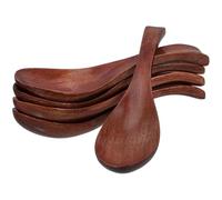 TOBBOMEY Long Handle Wooden Ramen Spoons 5Pcs Japanese Style Soup and Rice Paddle Utensils for Kitchen Use