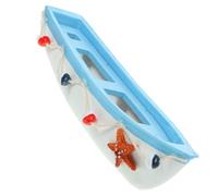 TOBBOMEY Mediterranean Style Wooden Sailboat Model Small Decorative Boat Craft for Desktop Office Bedroom Car Lightweight Retro Nautical Decor with Elegant Blue Finish